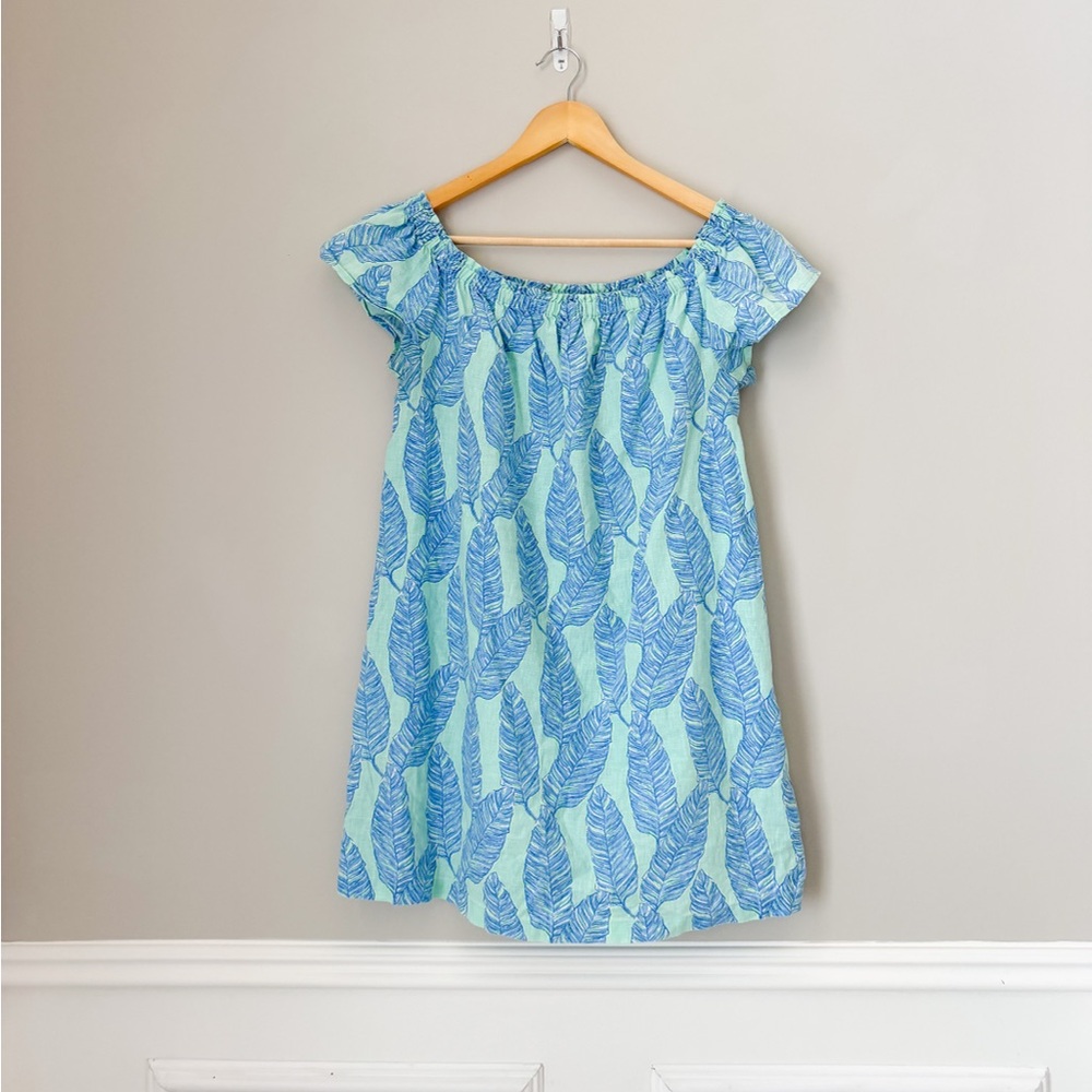 Vineyard vines small dress green blue linen cotton
